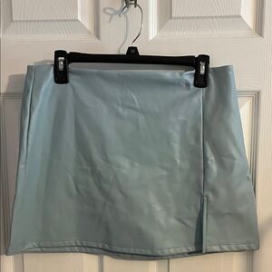 Altar'd State Light Blue Faux Leather Mini Skirt